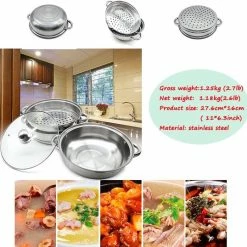 Merkloos Roestvrijstalen Steamer - 3 Tier Layer Soup Pot Set - Keuken Kookgerei - Voedsel Veg Stoompan Met Glazen Deksel - Gasfornuis Oven Steamer -WMF Shop 550x538 5