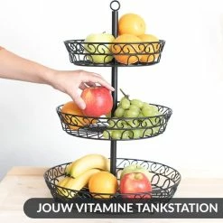 Chefarone Fruit Etagère - Fruitmand – Fruitschaal – Groentemand – Opberger – 3 Laags – Metaal - Zwart -WMF Shop 550x540 1