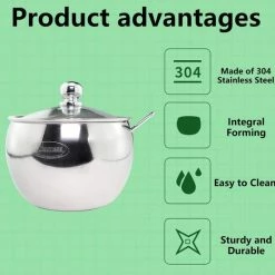 Merkloos - Roestvrijstalen Suikerpot Met Doorzichtig Deksel + Lepel - Mooi Cadeau! - Suikerschep Voor Thuis En In De Keuken - Trommelvorm - 240ml -WMF Shop 550x544 5