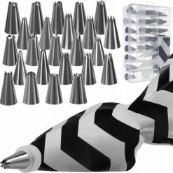 Ariko Slagroom Garneer Spuitzak Met 24 RVS Spuitmondjes – Herbruikbaar – Siliconen Spuit Zak Voor Decoratie Van Patisserie – Taartdecoratie – Rozetjes Opspuiten