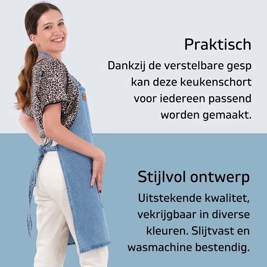 Merkloos Sevilya Denim Keukenschort Jeans - Schort Met Drie Zakken Keukenschort Dames - Voor Vrouwen Spijkerstof 7 Merkloos Sevilya Denim Keukenschort Jeans - Schort Met Drie Zakken Keukenschort Dames - Voor Vrouwen Spijkerstof - Afbeelding 5