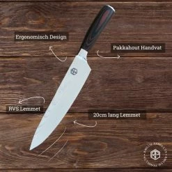 Roham Products RP Professioneel Japans Koksmes – 20cm - Inclusief Mesbeschermer – RVS Lemmet - Handvat Van Pakkahout - Geleverd In Geschenkdoos -WMF Shop 550x550 102