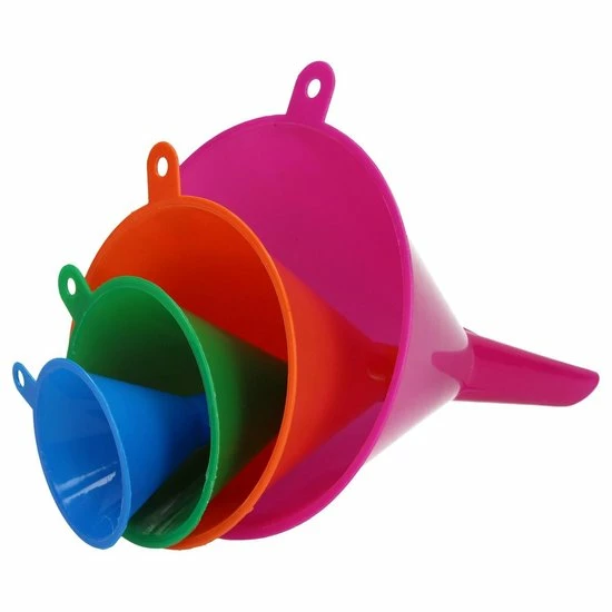 Merkloos Premium 4-Delige Trechter Set – 11cm, 9 Cm, 7 Cm, 5,5 Cm | Trechters In Verschillende Formaten Met Hoge Rand | Olie Zuur En Brandstofbestendig | Multicolor | Voor Snelle Overdracht Van Vloeistoffen, Olie, Water En Droge Stoffen En Poeders | Voor Gebr 4 Merkloos Premium 4-Delige Trechter Set – 11cm, 9 Cm, 7 Cm, 5,5 Cm | Trechters In Verschillende Formaten Met Hoge Rand | Olie Zuur En Brandstofbestendig | Multicolor | Voor Snelle Overdracht Van Vloeistoffen, Olie, Water En Droge Stoffen En Poeders | Voor Gebr - Afbeelding 2