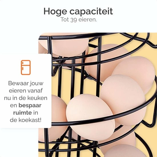 Goliving Eierrek - Eierhouder - Eiermand - Eieren Bewaren - Draaibaar - Ruimtebesparend - RVS - Zwart 5 Goliving Eierrek - Eierhouder - Eiermand - Eieren Bewaren - Draaibaar - Ruimtebesparend - RVS - Zwart - Afbeelding 3