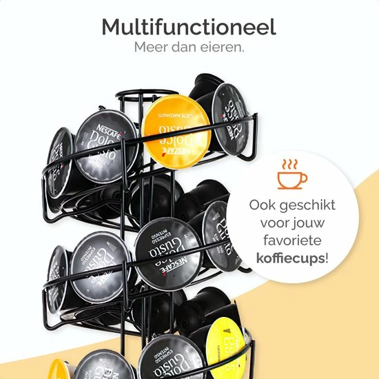 Goliving Eierrek - Eierhouder - Eiermand - Eieren Bewaren - Draaibaar - Ruimtebesparend - RVS - Zwart 6 Goliving Eierrek - Eierhouder - Eiermand - Eieren Bewaren - Draaibaar - Ruimtebesparend - RVS - Zwart - Afbeelding 4