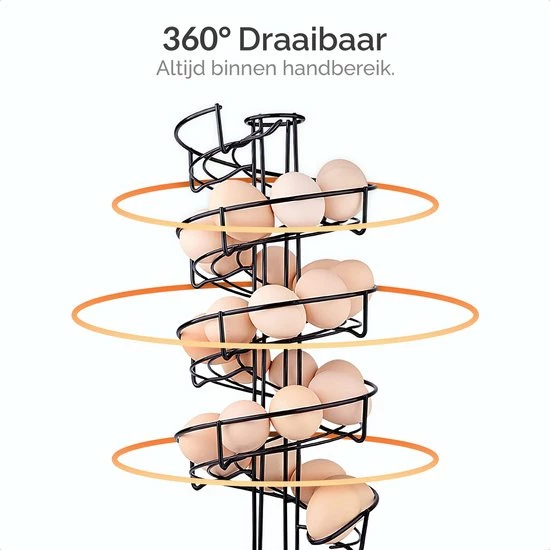 Goliving Eierrek - Eierhouder - Eiermand - Eieren Bewaren - Draaibaar - Ruimtebesparend - RVS - Zwart 10 Goliving Eierrek - Eierhouder - Eiermand - Eieren Bewaren - Draaibaar - Ruimtebesparend - RVS - Zwart - Afbeelding 8