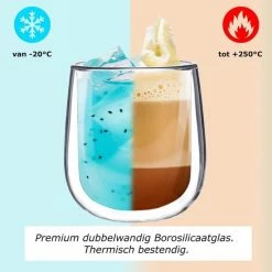 Altom Design Luxe Dubbelwandige Koffieglazen - Dubbelwandige Theeglazen - Cappuccino Glazen - 250 ML - Set Van 4 -WMF Shop 550x550 184