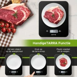 Witts Digitale Precisie Keuken Weegschaal – 1gr Tot 15 Kg – Tarra Functie – Elektrisch – Zwart -WMF Shop 550x550 20