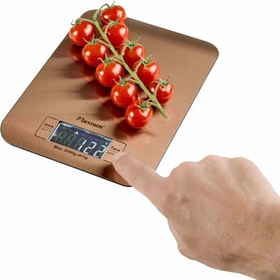 Bestron Digitaale Keukenweegschaal Met LCD-display, Voor Tot 5 Kg, Inclusief Batterijen, Kleur: Koper 8 Bestron Digitaale Keukenweegschaal Met LCD-display, Voor Tot 5 Kg, Inclusief Batterijen, Kleur: Koper - Afbeelding 6
