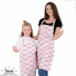 Merkloos Pedra Moeder Dochter Kookschort | Keukenschort Voor Kinderen En Moeder | Kinderschort - Moederschort - Wolken | Kookschort Met Zakken | Keukenschort Dames | Cadeutje- Kado