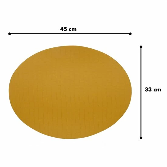 In Round Placemats Pakket – 4 Stuks – Lederlook Kunststof – Ovaal 4 In Round Placemats Pakket – 4 Stuks – Lederlook Kunststof – Ovaal - Afbeelding 2