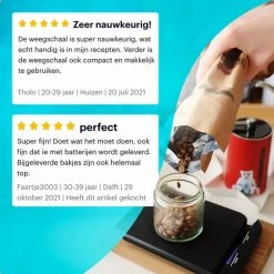 SOEM Products SOEM® Keukenweegschaal Digitaal Met Kom En Witte Maatlepel Set – Compacte Precisie Weegschaal 0.1 Gram – Koffie Weegschaal – RVS Weegschaal – Tarra Functie | Black Friday 2022 - Sinterklaas - Kerst -WMF Shop 550x550 290