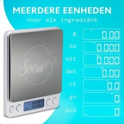 SOEM Products SOEM® Keukenweegschaal Digitaal Met Kom En Witte Maatlepel Set – Compacte Precisie Weegschaal 0.1 Gram – Koffie Weegschaal – RVS Weegschaal – Tarra Functie | Black Friday 2022 - Sinterklaas - Kerst -WMF Shop 550x550 291