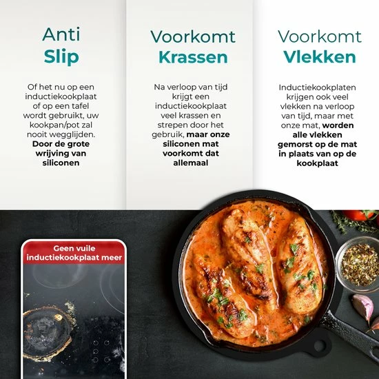 NexxTools Inductie Beschermer - 4 Stuks Zwart - Anti Slip Mat - Siliconen Mat - Inductiebeschermer - Pannen Onderzetter - Afdek Voor Kookplaat 6 NexxTools Inductie Beschermer - 4 Stuks Zwart - Anti Slip Mat - Siliconen Mat - Inductiebeschermer - Pannen Onderzetter - Afdek Voor Kookplaat - Afbeelding 4