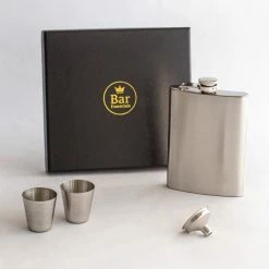 Bar Essentials® Heupfles RVS - Zakflacon - Platvink - Heupflacon - Gifbox