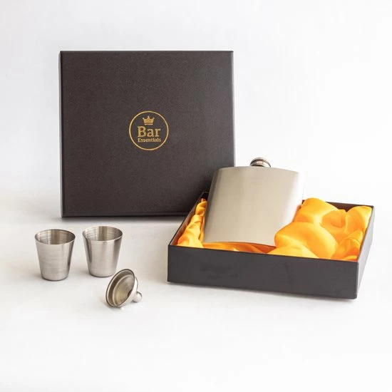 Bar Essentials® Heupfles RVS - Zakflacon - Platvink - Heupflacon - Gifbox 4 Bar Essentials® Heupfles RVS - Zakflacon - Platvink - Heupflacon - Gifbox - Afbeelding 2