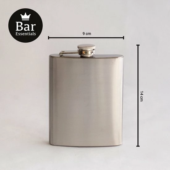 Bar Essentials® Heupfles RVS - Zakflacon - Platvink - Heupflacon - Gifbox 8 Bar Essentials® Heupfles RVS - Zakflacon - Platvink - Heupflacon - Gifbox - Afbeelding 6