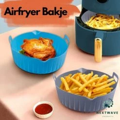 Nextwave Products - Airfryer Siliconen Bakje - Airfryer Accesoires - Ook Voor Airfryer XL En XXL - Bakvorm - 18 Cm - Bakpapier Alternatief - Afwasbaar - Grijs -WMF Shop 550x550 475