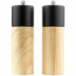 Homeon Peper En Zoutmolen Set - Pepermolen En Zoutmolen - 2 Stuks - Rubberhout - Kleur: Hout/zwart