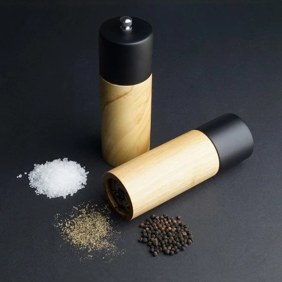 Homeon Peper En Zoutmolen Set - Pepermolen En Zoutmolen - 2 Stuks - Rubberhout - Kleur: Hout/zwart 8 Homeon Peper En Zoutmolen Set - Pepermolen En Zoutmolen - 2 Stuks - Rubberhout - Kleur: Hout/zwart - Afbeelding 6