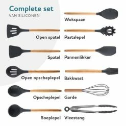 Homeon Keukengerei – Kookgerei - 11 Delige Set Met Houder – Hittebestendig Siliconen - Antraciet -WMF Shop 550x550 603