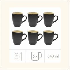 OTIX Koffiekopjes - Met Oor - Set Van 6 - Theekoppen - 340ml - Zwart - Keramiek -WMF Shop 550x550 630