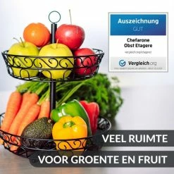 Chefarone Fruit Etagère - Fruitmand – Fruitschaal – Groentemand – Opberger – 2 Laags – Metaal - Zwart -WMF Shop 550x550 653