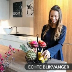 Chefarone Fruit Etagère - Fruitmand – Fruitschaal – Groentemand – Opberger – 2 Laags – Metaal - Zwart -WMF Shop 550x550 656