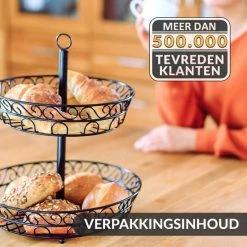 Chefarone Fruit Etagère - Fruitmand – Fruitschaal – Groentemand – Opberger – 2 Laags – Metaal - Zwart -WMF Shop 550x550 657