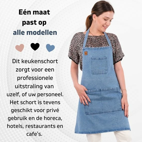 Merkloos Sevilya Denim Keukenschort Jeans - Schort Met Drie Zakken Keukenschort Dames - Voor Vrouwen Spijkerstof 6 Merkloos Sevilya Denim Keukenschort Jeans - Schort Met Drie Zakken Keukenschort Dames - Voor Vrouwen Spijkerstof - Afbeelding 4