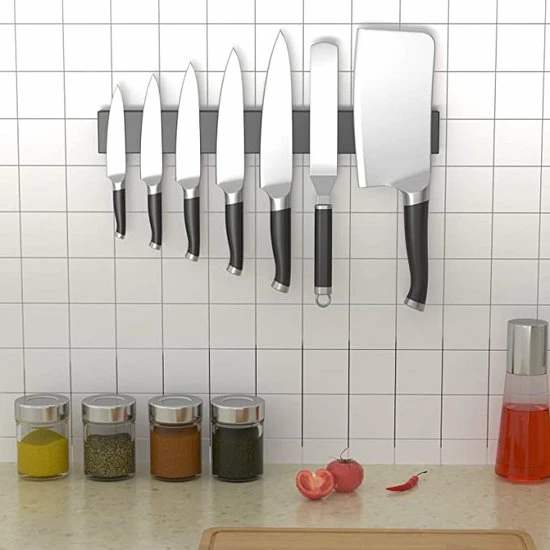 IBright Magnetische Messenhouder RVS 50 Cm - Dubbele Magneet - Messenstrip - Messenblok -Mat Zwart 4 IBright Magnetische Messenhouder RVS 50 Cm - Dubbele Magneet - Messenstrip - Messenblok -Mat Zwart - Afbeelding 2