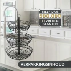Chefarone Fruit Etagère - Fruitmand – Fruitschaal – Groentemand – Opberger – 3 Laags – Metaal - Zwart -WMF Shop 550x550 94