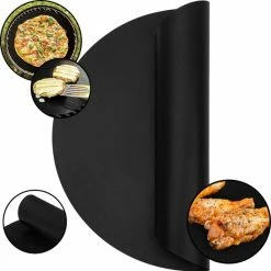 Krumble Teflon BBQ Grill Mat Rond - Geschikt Voor Cadac Skottelbraai - Diameter Van 40cm - Oven Bakmat - Anti-aanbak - Bakmat - Grillmat - Barbecue En Oven Mat - Zwart