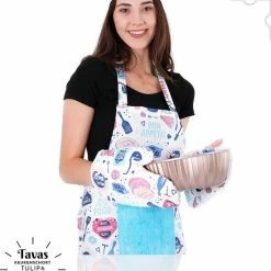 Merkloos Tulipa Keukenschort En Ovenwanten Set | Bakery | Kookschort - 55 X 75cm | Blauwe Handdoek - 30 X 50 | Keukenschort Dames | Keukenschort Voor Vrouwen | Katoen -WMF Shop 550x552 4