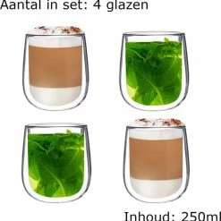 Altom Design Luxe Dubbelwandige Koffieglazen - Dubbelwandige Theeglazen - Cappuccino Glazen - 250 ML - Set Van 4 -WMF Shop 550x554 1