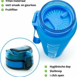 BELLAVITA Drinkfles - Blauw - Waterfles - Drinkfles Volwassenen - Drinkfles Kinderen - Fles - 1 Liter - 1000ml - Tritan - Fruitfilter - Filter - Black Friday - Sinterklaas - Kerst - BPA-vrij - 100% Lekvrij -WMF Shop 550x554