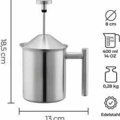 Silberthal - Melkopschuimer - Handmatige Melkopschuimer - 400 Ml - Zilver - Roestvrijstaal - Melkschuimer - Cadeau -WMF Shop 550x560 4