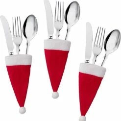 Merkloos Kerstmutsjes Voor Bestek (6 Stuks) - Versiering / Decoratie Kersttafel - Feestelijk Kerstdiner -WMF Shop 550x565 2