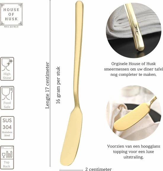 House Of Husk Botermesjes Set - Goud - RVS - Botermes - Smeermessen - Tapas Mesjes - 6 Stuks 4 House Of Husk Botermesjes Set - Goud - RVS - Botermes - Smeermessen - Tapas Mesjes - 6 Stuks - Afbeelding 2