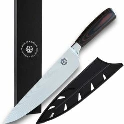 Roham Products RP Professioneel Japans Koksmes – 20cm - Inclusief Mesbeschermer – RVS Lemmet - Handvat Van Pakkahout - Geleverd In Geschenkdoos