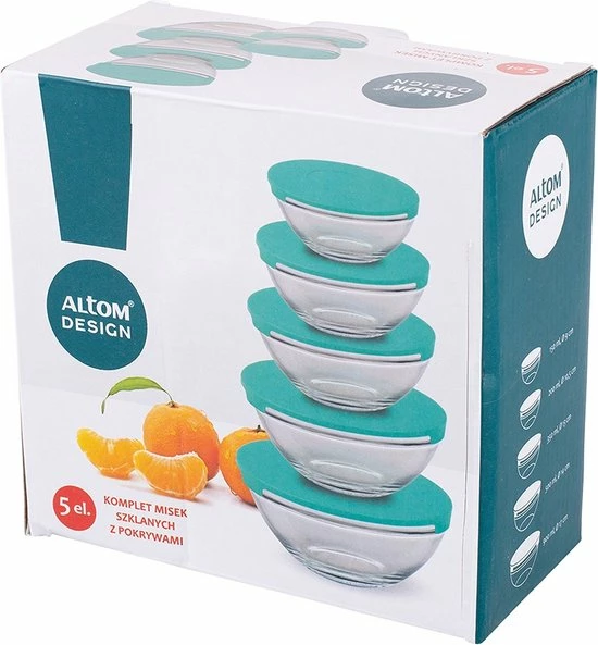 Altom Design Glazen Schalen Set Van 5 Met Deksels - Vaatwasser Bestendig - Food Prepping - Vriezer Bestendig - Magnetron Bestendig - Mint 4 Altom Design Glazen Schalen Set Van 5 Met Deksels - Vaatwasser Bestendig - Food Prepping - Vriezer Bestendig - Magnetron Bestendig - Mint - Afbeelding 2