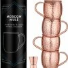 Navaris Moscow Mule Bekers - Set Van 4 - Cocktailbekers - Mok Voor Moscow Mule En Cocktails - Roestvrij Staal - 4 Koperen Mokken - Inclusief Jigger -WMF Shop 550x601 2
