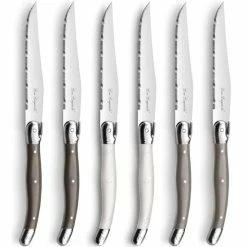 Lou Laguiole -6 Steakmessen In Houten Kistje Bruin/parelmoer En Taupe -WMF Shop 550x618 1