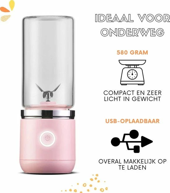 Blend In - Blender To Go - Smoothie Maker - Oplaadbare Mini Blender - Smoothies & Shakes - Draadloos & Draagbaar - Fruit Mixer - USB Oplaadbaar - 350ML - Roze 7 Blend In - Blender To Go - Smoothie Maker - Oplaadbare Mini Blender - Smoothies & Shakes - Draadloos & Draagbaar - Fruit Mixer - USB Oplaadbaar - 350ML - Roze - Afbeelding 5