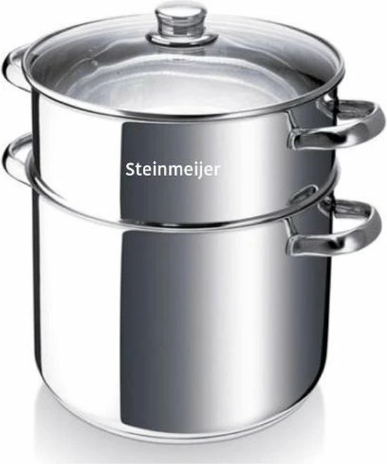 Steinmeijergermany Steinmeijer Stoompannenset RVS 6L- Ø 26 Cm - 3-delig - Voorzien Van 6-Laags Bodem 6 Steinmeijergermany Steinmeijer Stoompannenset RVS 6L- Ø 26 Cm - 3-delig - Voorzien Van 6-Laags Bodem - Afbeelding 4