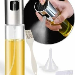 Dele® RVS Olijfolie Sprayer Met Accessoires – Cooking Spray – Bakspray – Olie Fles Spuit – Olieverstuiver Voor Keuken – 100ml