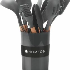 Homeon Keukengerei – Kookgerei - 11 Delige Set Met Houder – Hittebestendig Siliconen - Antraciet -WMF Shop 550x686