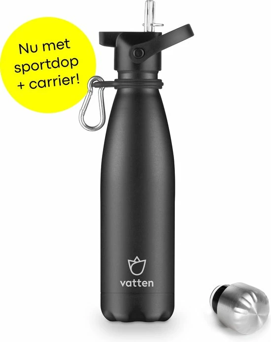 Vatten® Premium RVS Thermosfles - 500 Ml - Mat Zwart - Waterfles Met Rietje - Isoleerfles 3 Vatten® Premium RVS Thermosfles - 500 Ml - Mat Zwart - Waterfles Met Rietje - Isoleerfles