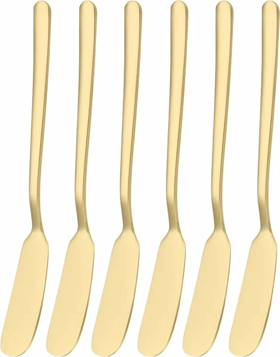 House Of Husk Botermesjes Set - Goud - RVS - Botermes - Smeermessen - Tapas Mesjes - 6 Stuks 3 House Of Husk Botermesjes Set - Goud - RVS - Botermes - Smeermessen - Tapas Mesjes - 6 Stuks