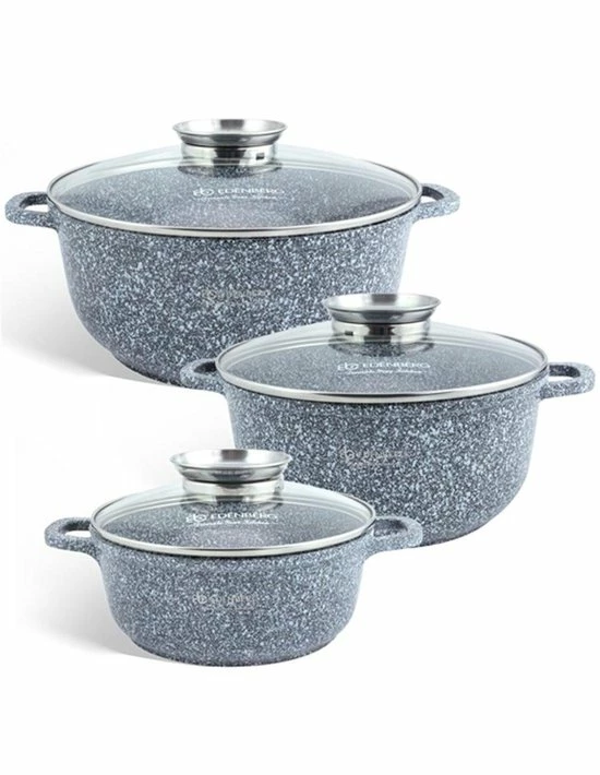 EDENBERG Edënbërg Stonetec Line - 6-delige Luxe Pannenset Van Gesmeed Aluminium 3 EDENBERG Edënbërg Stonetec Line - 6-delige Luxe Pannenset Van Gesmeed Aluminium